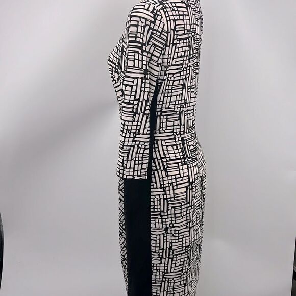 Lauren Ralph Lauren black beige abstract print 12 dress - Picture 2 of 4